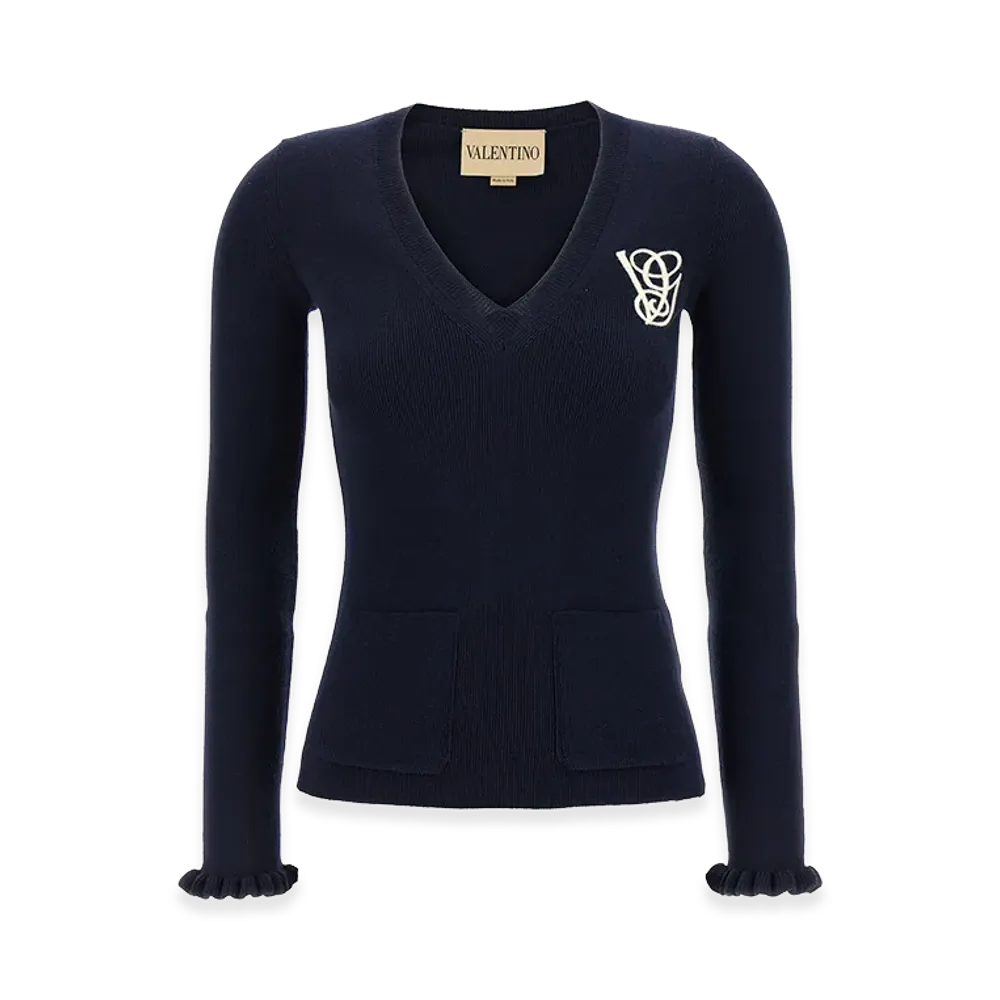 Valentino Garavani Women's Embroidery Sweater "Blue"