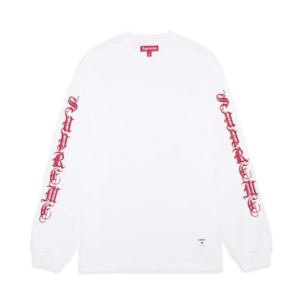 Supreme Old English L/S Top "White"