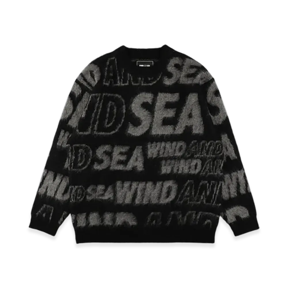WIND AND SEA Shaggy Logo Knit Sweater "Black"