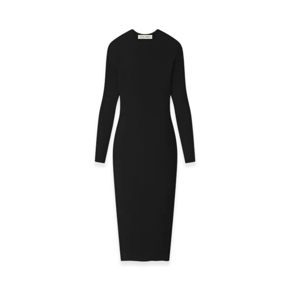 FEAR OF GOD ESSENTIALS Women's Rib Long Sleeve Dress "Vintage Black"