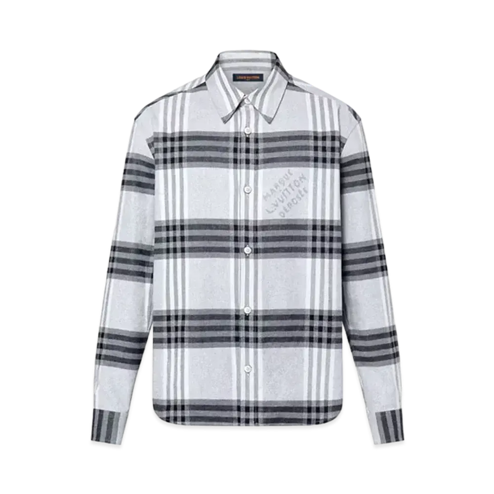 Louis Vuitton Long-Sleeved Cotton Flannel Shirt "Grey Check"