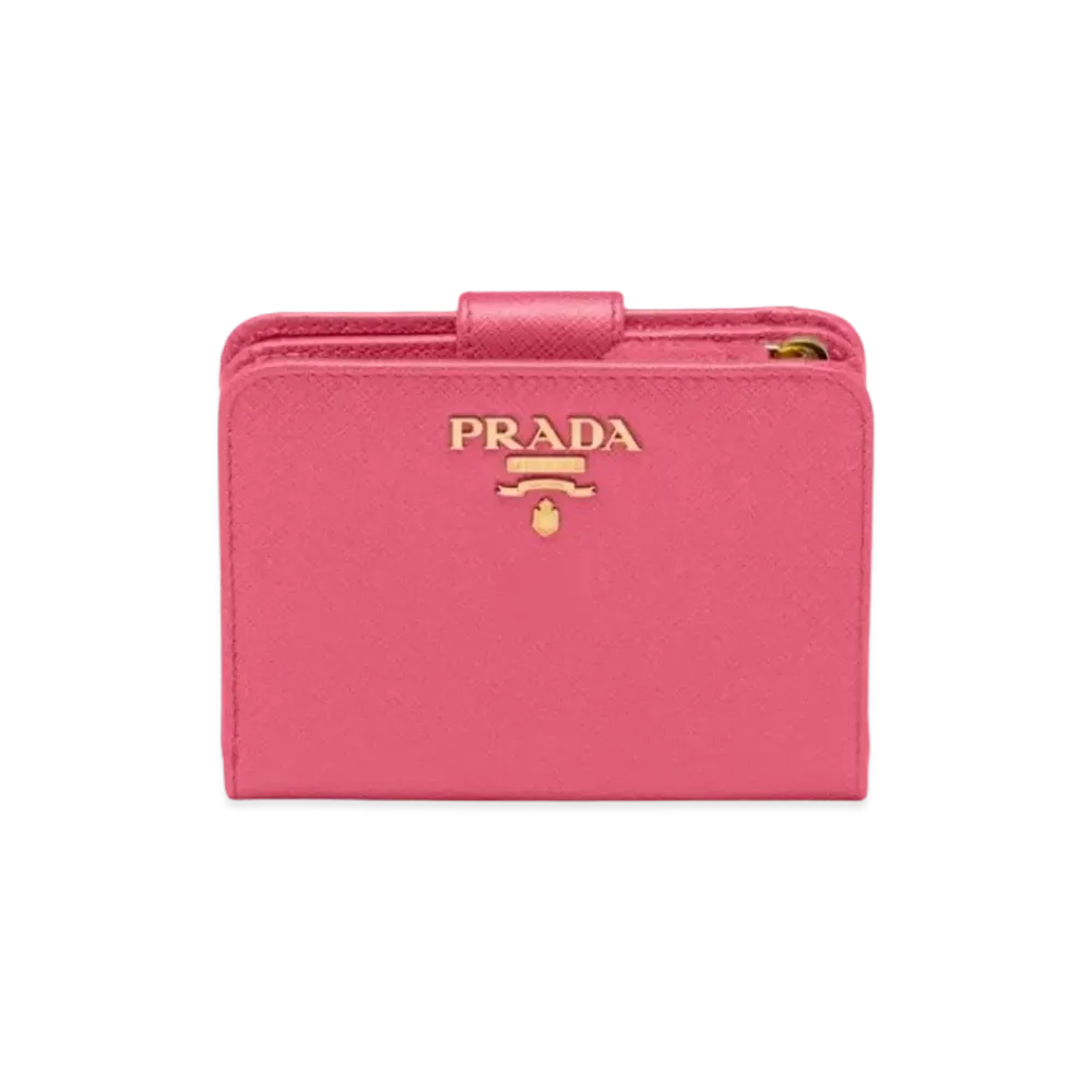 PRADA Small Saffiano Leather Wallet "Peony Pink"