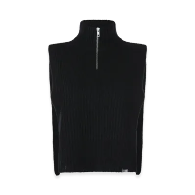 MM6 Maison Margiela Women's Knit Half-Zip Vest "Black"