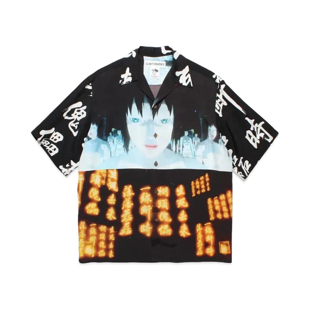WACKO MARIA x GHOST IN THE SHELL 2 INNOCENCE Hawaiian Shirt "Black"
