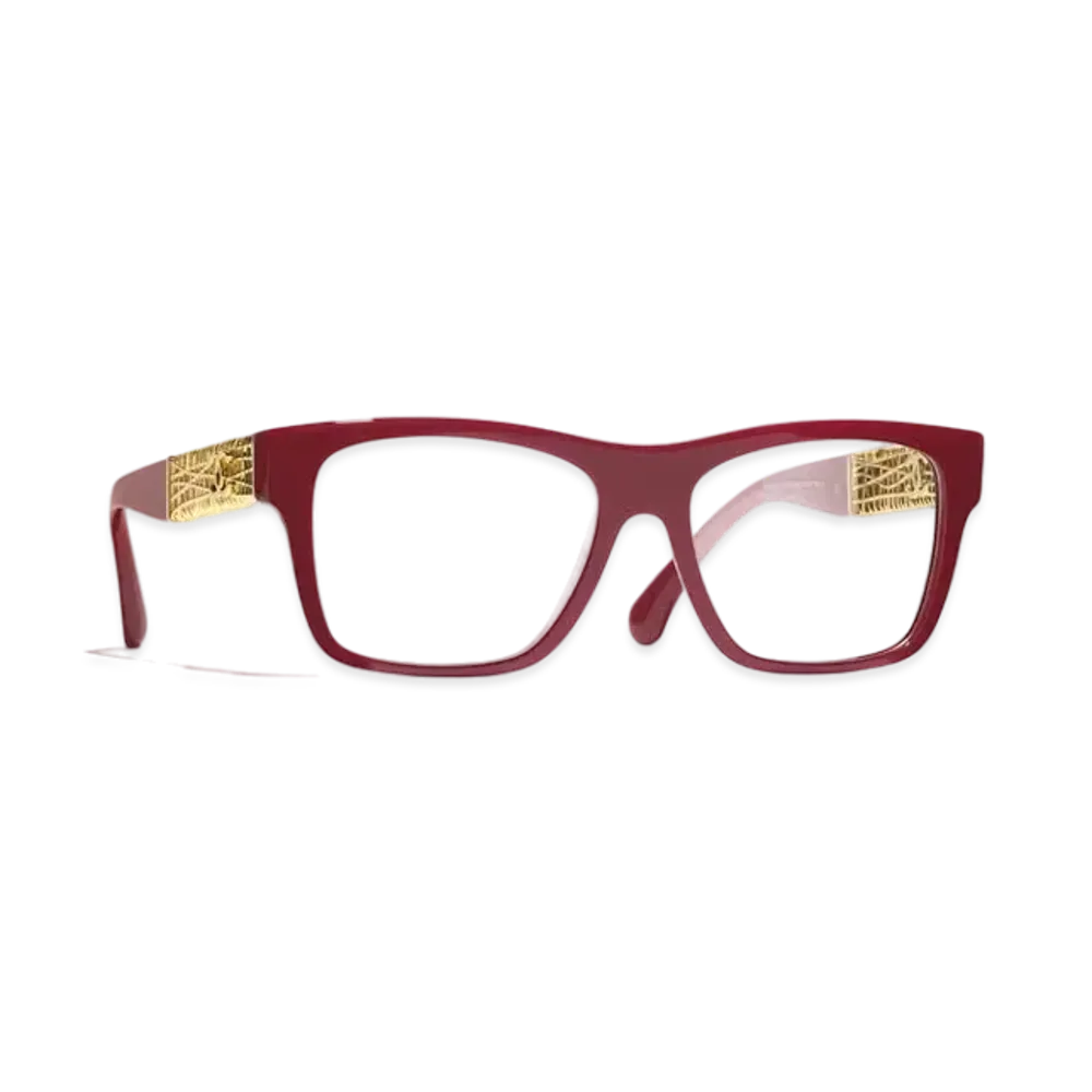 CHANEL Square Blue Light Glasses Acetate & Metal "Red"