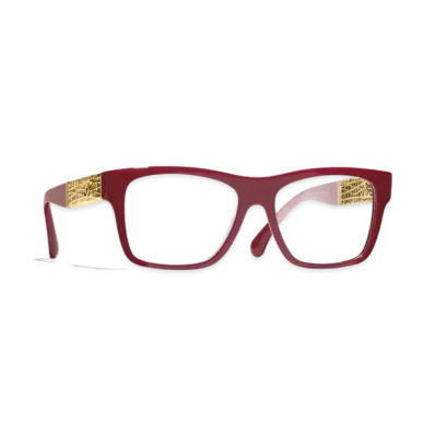 CHANEL Square Blue Light Glasses Acetate & Metal "Red"