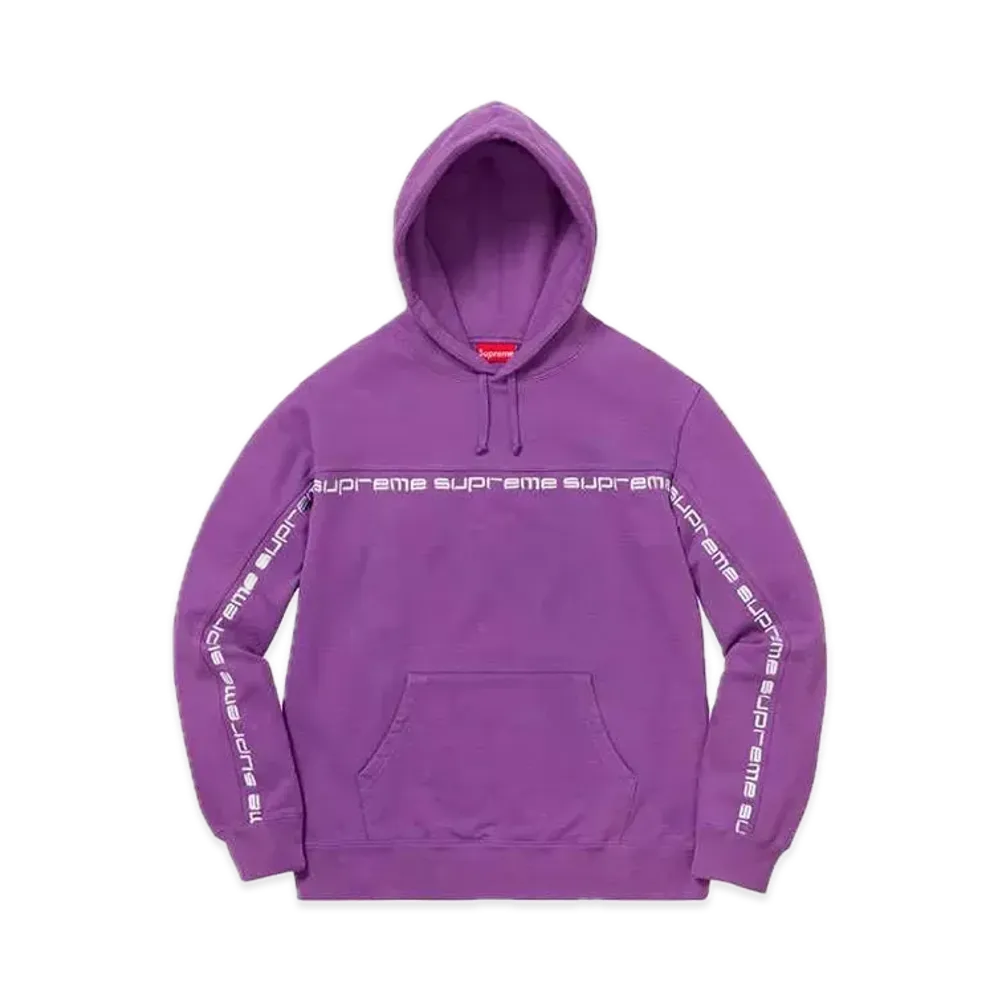 Supreme Text Stripe Hooded Sweatshirt "Violet"