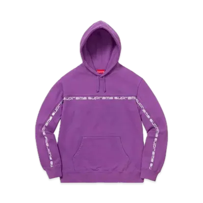 Supreme Text Stripe Hooded Sweatshirt "Violet"