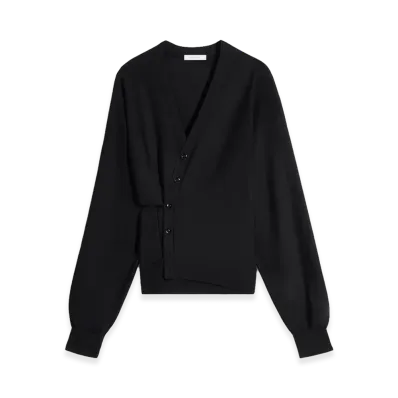 LEMAIRE Women's Twisted Merino Blend Cardigan "Black"