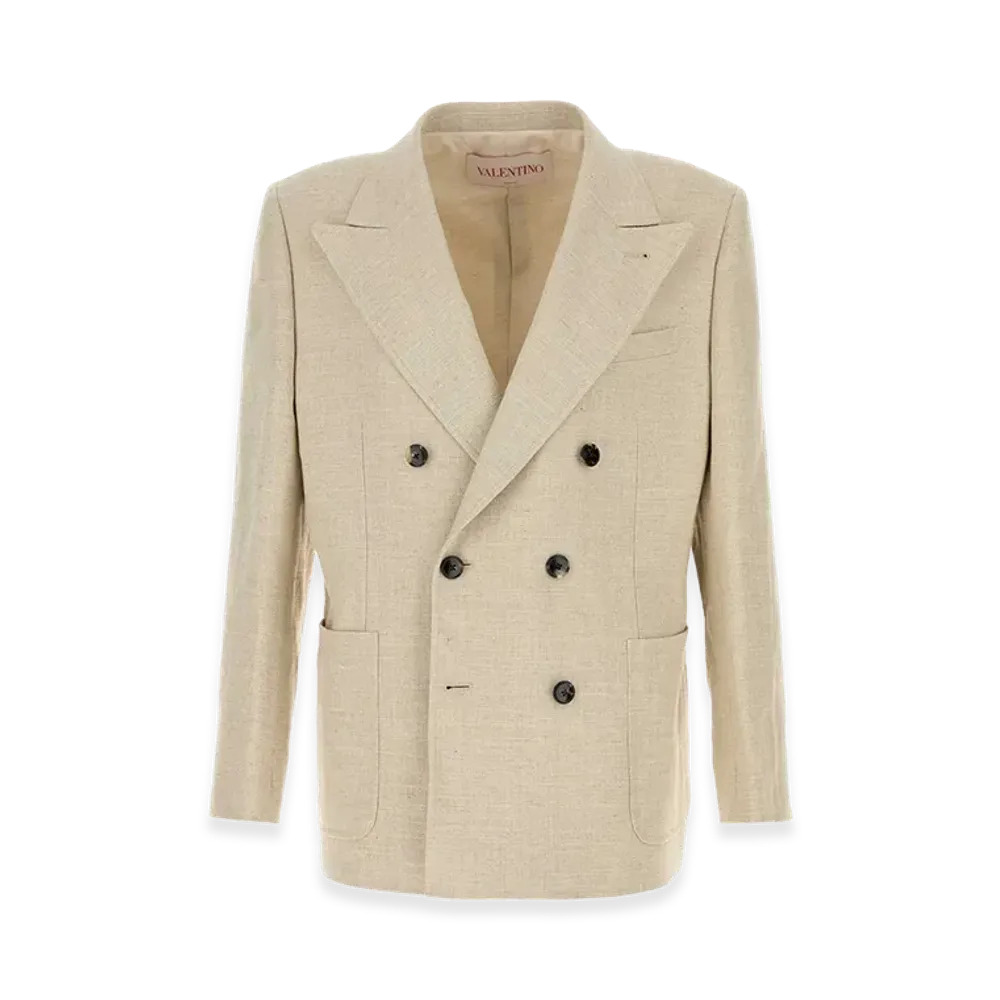 Valentino Linen Blend Blazer "Beige"