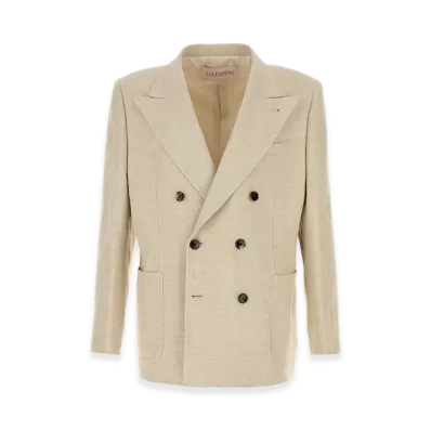 Valentino Linen Blend Blazer "Beige"