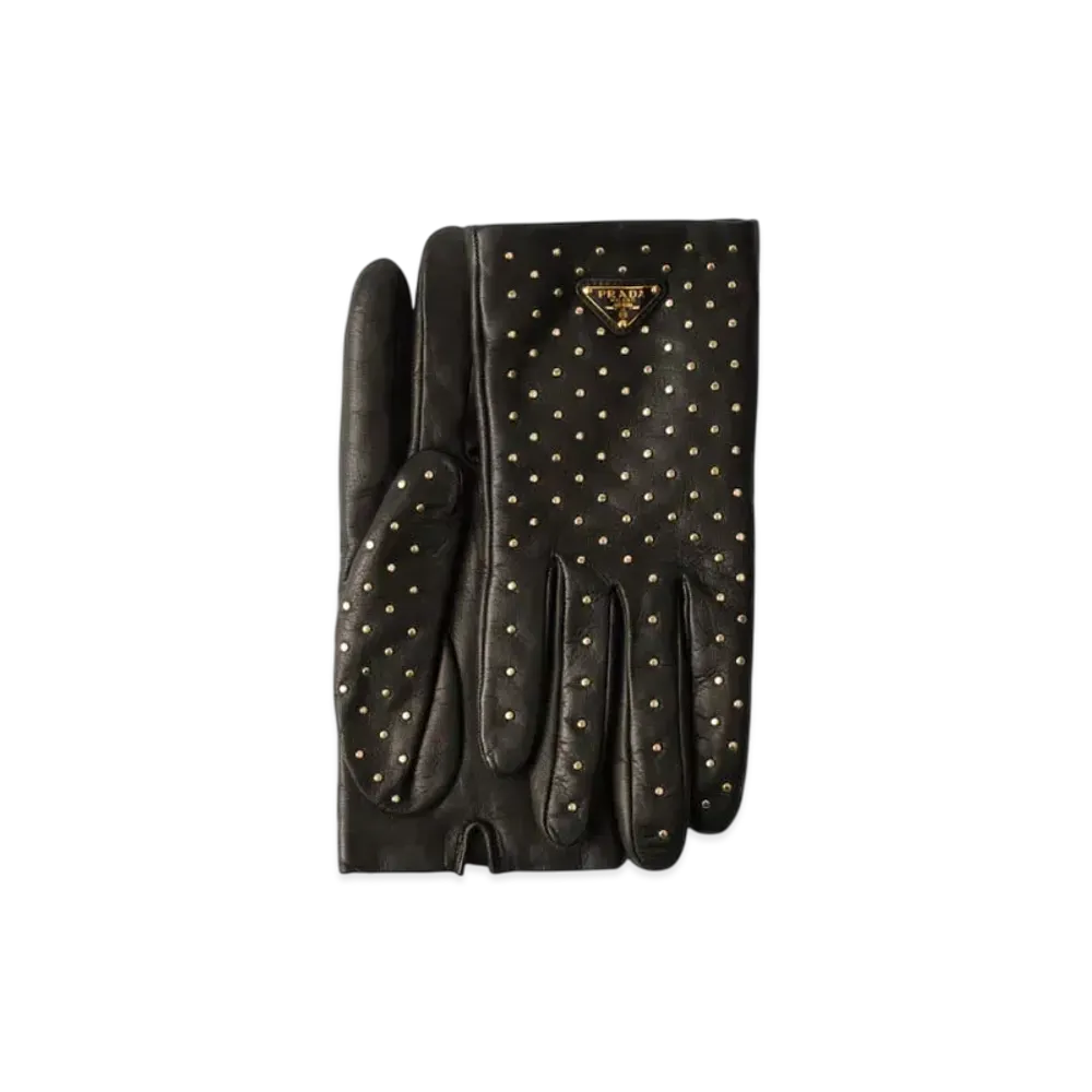 PRADA Studded Nappa Leather Gloves "Black"