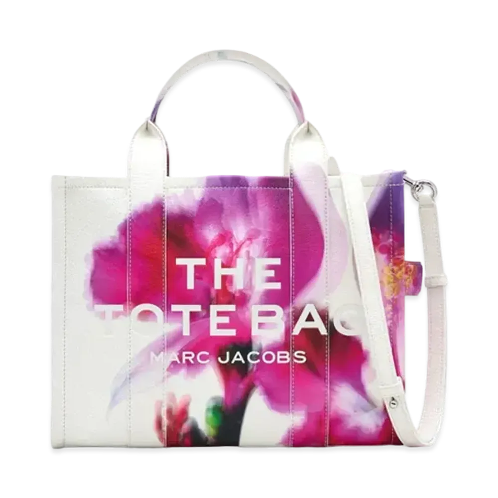 Marc Jacobs The Future Floral Leather Tote Bag Small "White Multi"