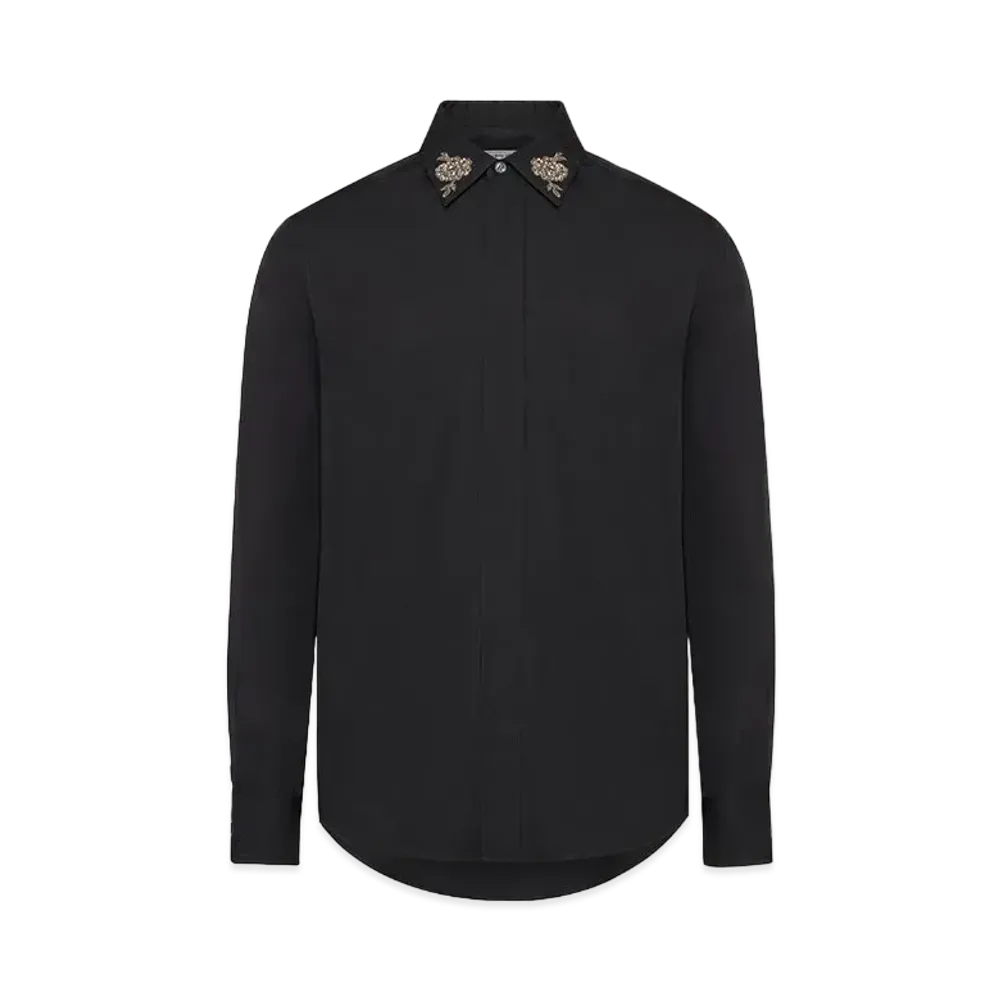 Alexander McQUEEN Embroidered Collar Shirt "Black"