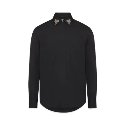 Alexander McQUEEN Embroidered Collar Shirt "Black"