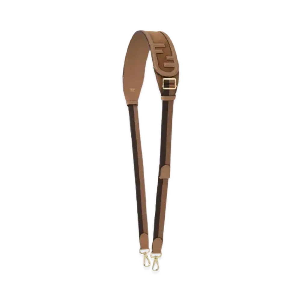 FENDI Strap You Leather / Suede Shoulder Strap "Brown"