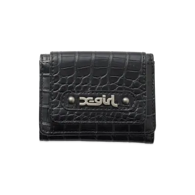 X-Girl Women's Mills Logo Faux Croco Mini Wallet "Black"