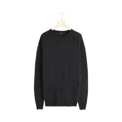 COMOLI 7G Crew Neck Knit "Black"