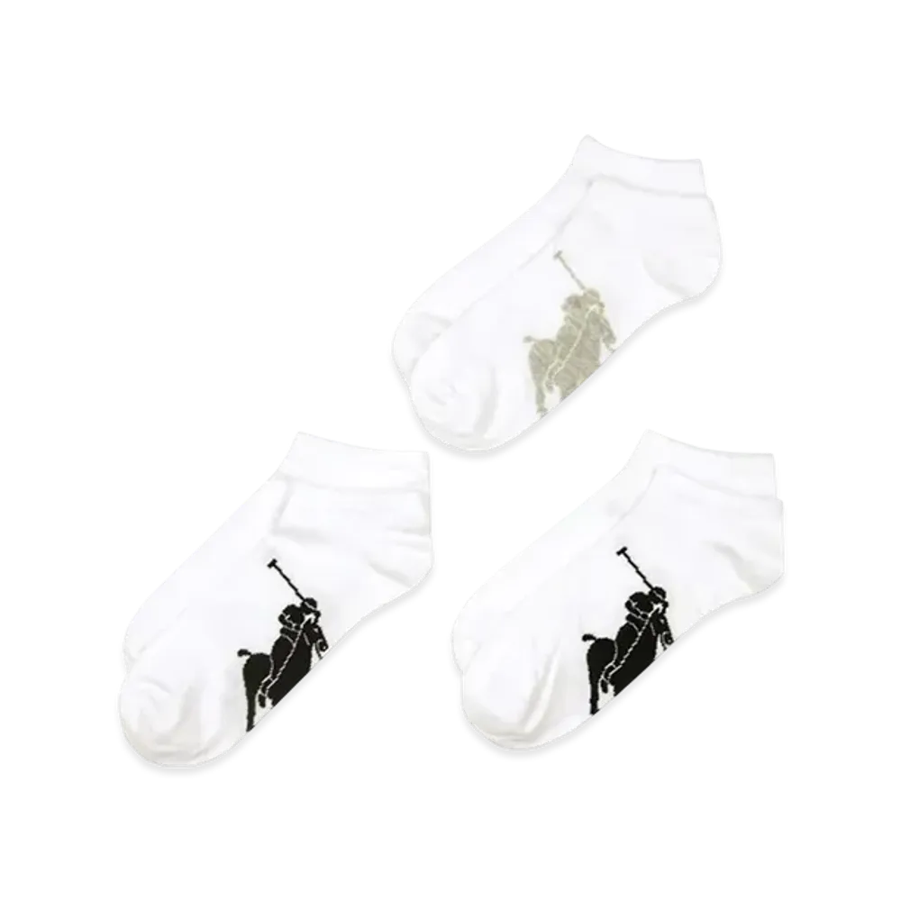 Polo Ralph Lauren 3 Pack Big Polo Sole Low Cut Socks "White"