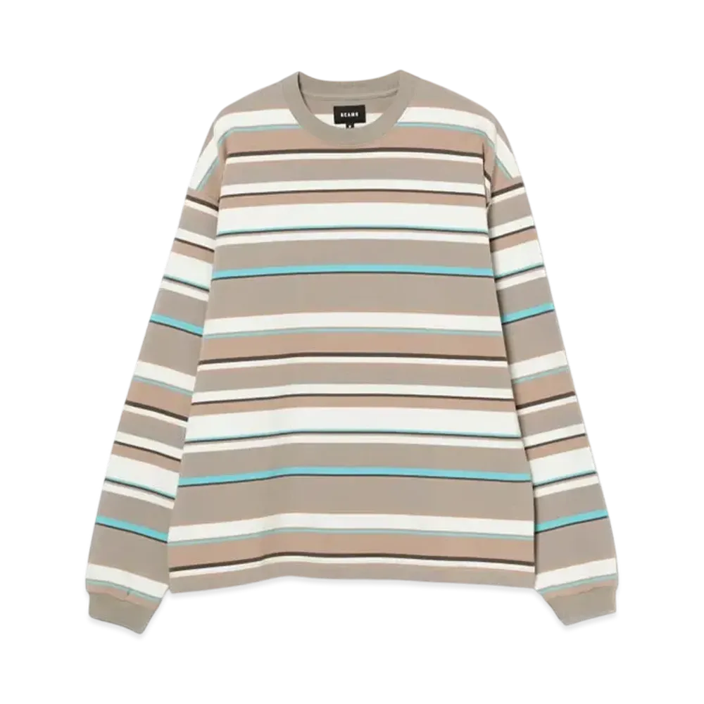 BEAMS Multi-Border Long-Sleeve Tee "Taupe"