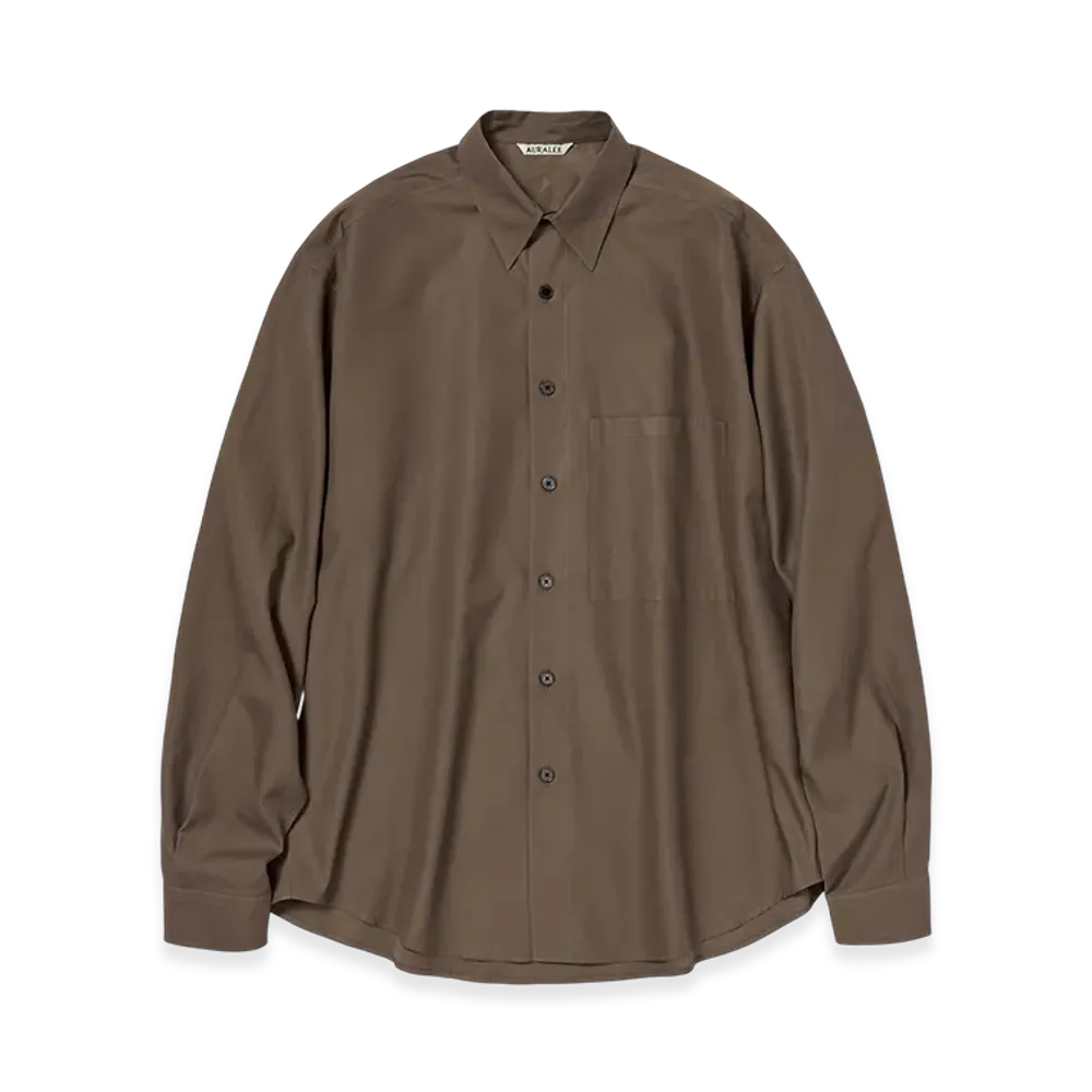 AURALEE Washed Finx Twill Big Shirt "Brown"