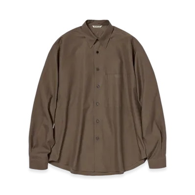 AURALEE Washed Finx Twill Big Shirt "Brown"