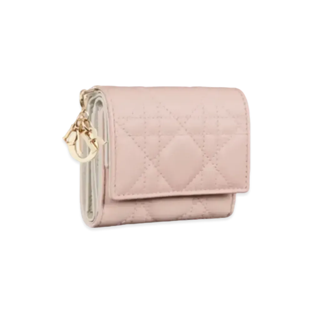 Dior Lady Dior Lotus Wallet Cannage Lambskin Japan Exclusive "Sand Pink/Latte"