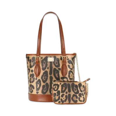 Dolce&Gabbana Bucket Bag Crespo Leopard Printed Logo Plate "Multicolor"