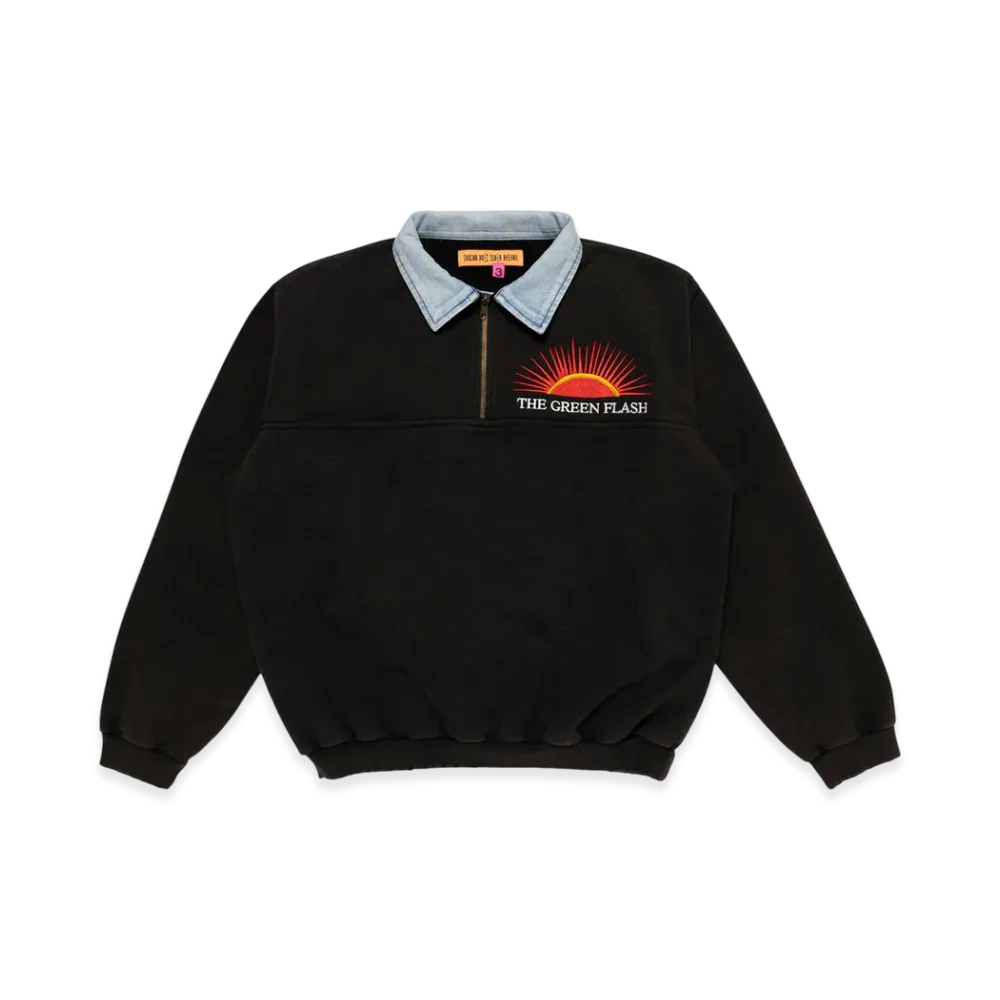 Cactus Plant Flea Market Green Flash Denim Half Zip Fleece "Black"