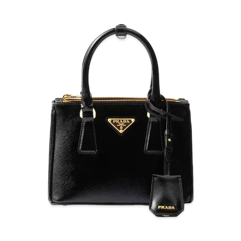 PRADA Galleria Patent Saffiano Mini-Bag "Black"