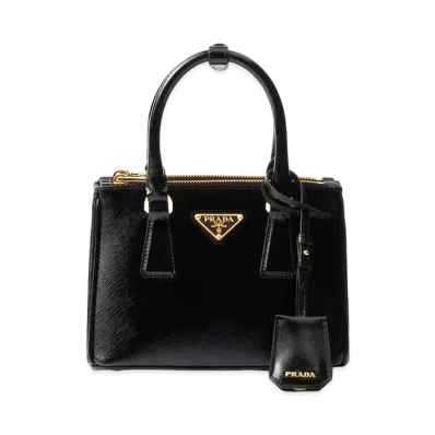 PRADA Galleria Patent Saffiano Mini-Bag "Black"
