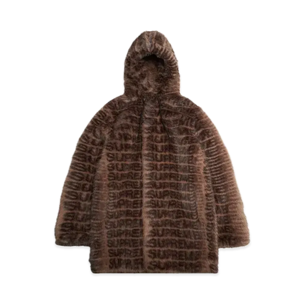 Supreme Faux Fur Hooded Coat "Brown"