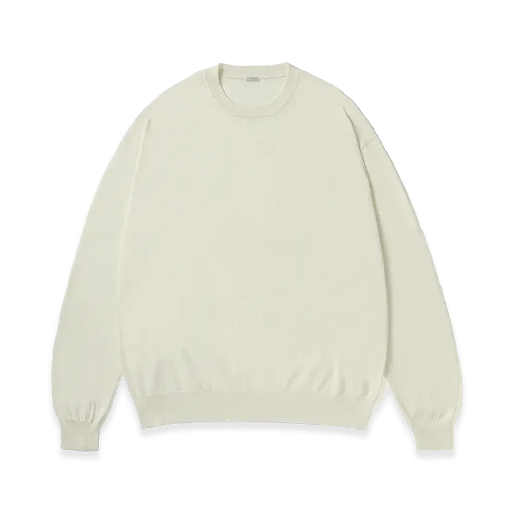 A.PRESSE Wool Cotton High Gauge Crewneck Sweater "Off White"