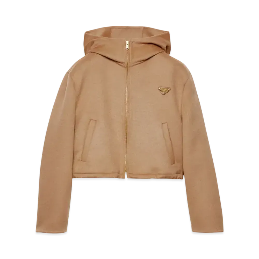 PRADA Women's Lightweight Cashgora Blouson Jacket "Beige"