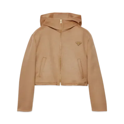 PRADA Women's Lightweight Cashgora Blouson Jacket "Beige"