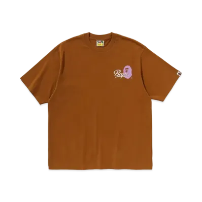 A BATHING APE Cursive College Logo Relaxed Fit Tee "Brown"