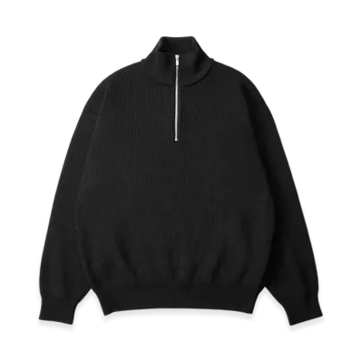 everyone Half Zip Rib Knit Sweater "Black"