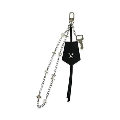 Louis Vuitton LV Initial Midnight Pearl Stacking Keychain "Silver"