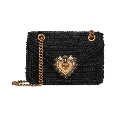Dolce&Gabbana Devotion Bag Medium Crosse Lafia "Black"