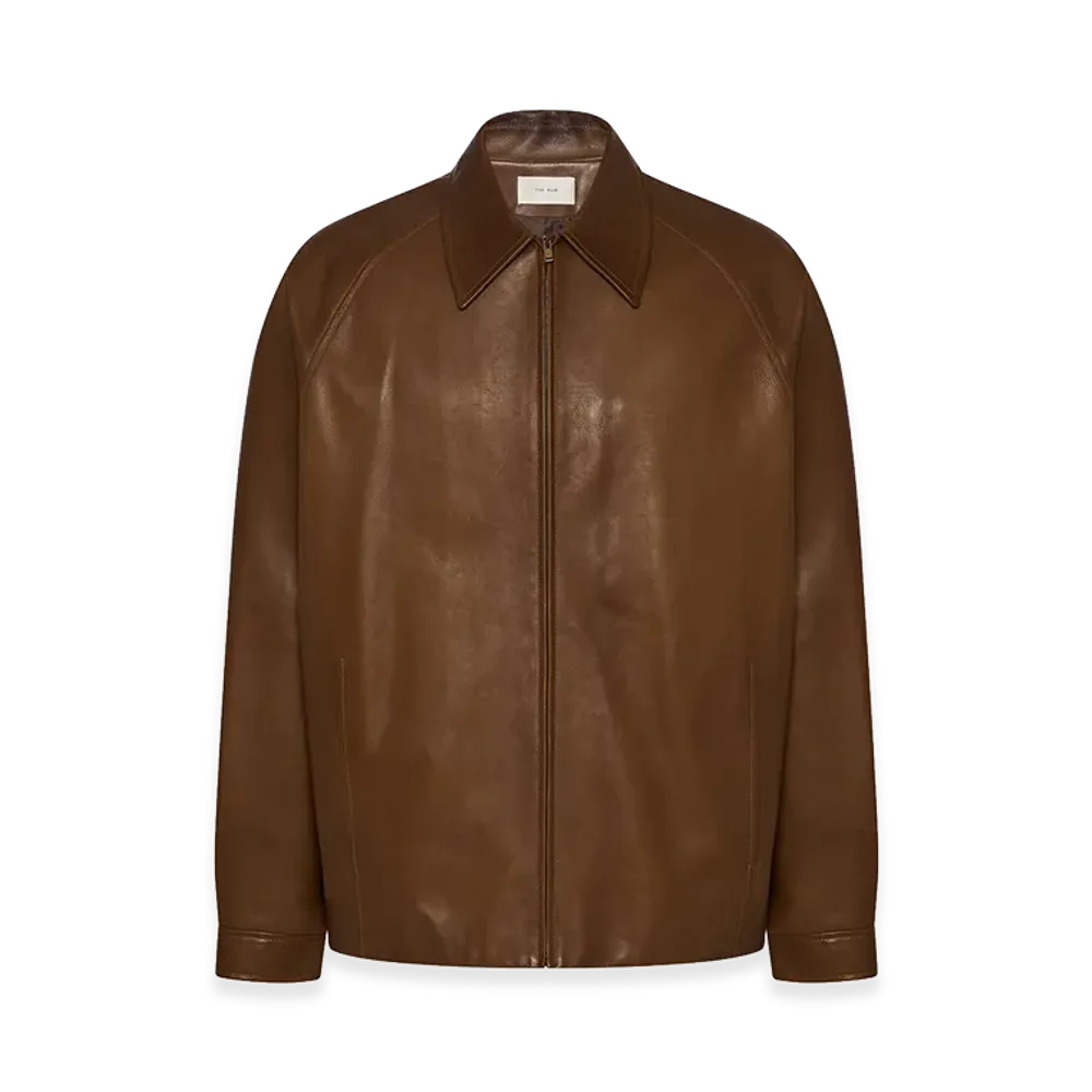 The Row Mount Leather Jacket "Oak Brown"