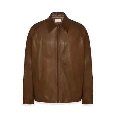 The Row Mount Leather Jacket "Oak Brown"