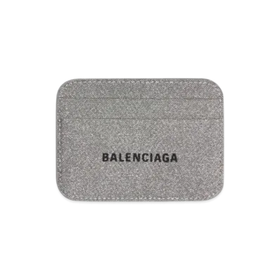 BALENCIAGA Cash Card Holder In Glitter Material "Gray"