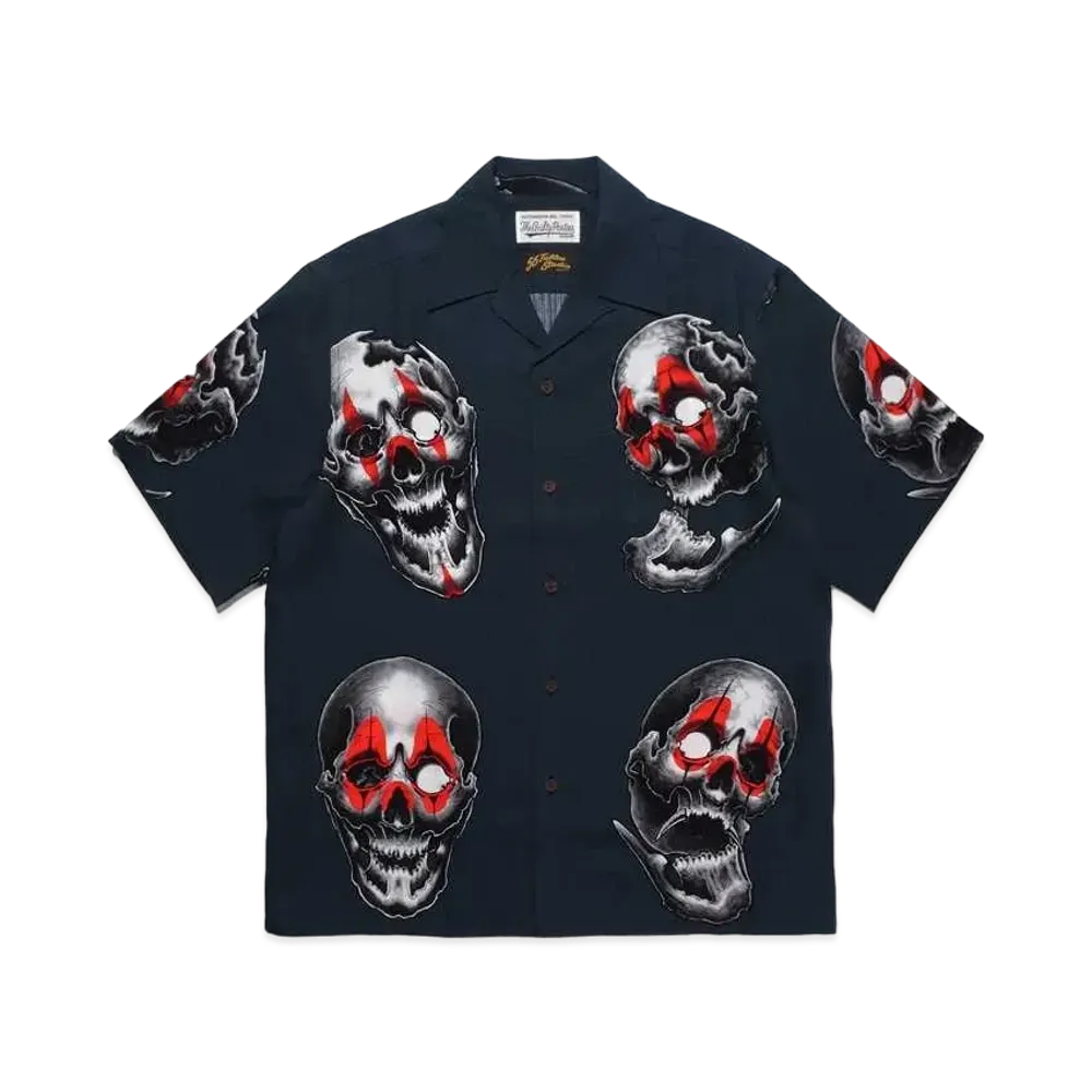 WACKO MARIA 56 Tattoo Studio Hawaiian Shirt "Navy"