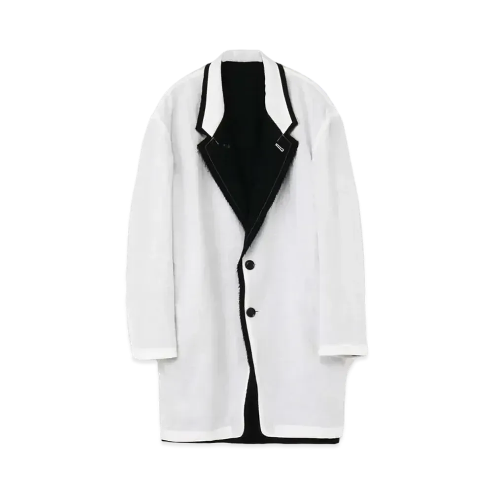 Yohji Yamamoto Y's LINEN WOOL I LINE TAILORED JACKET "White/Black"