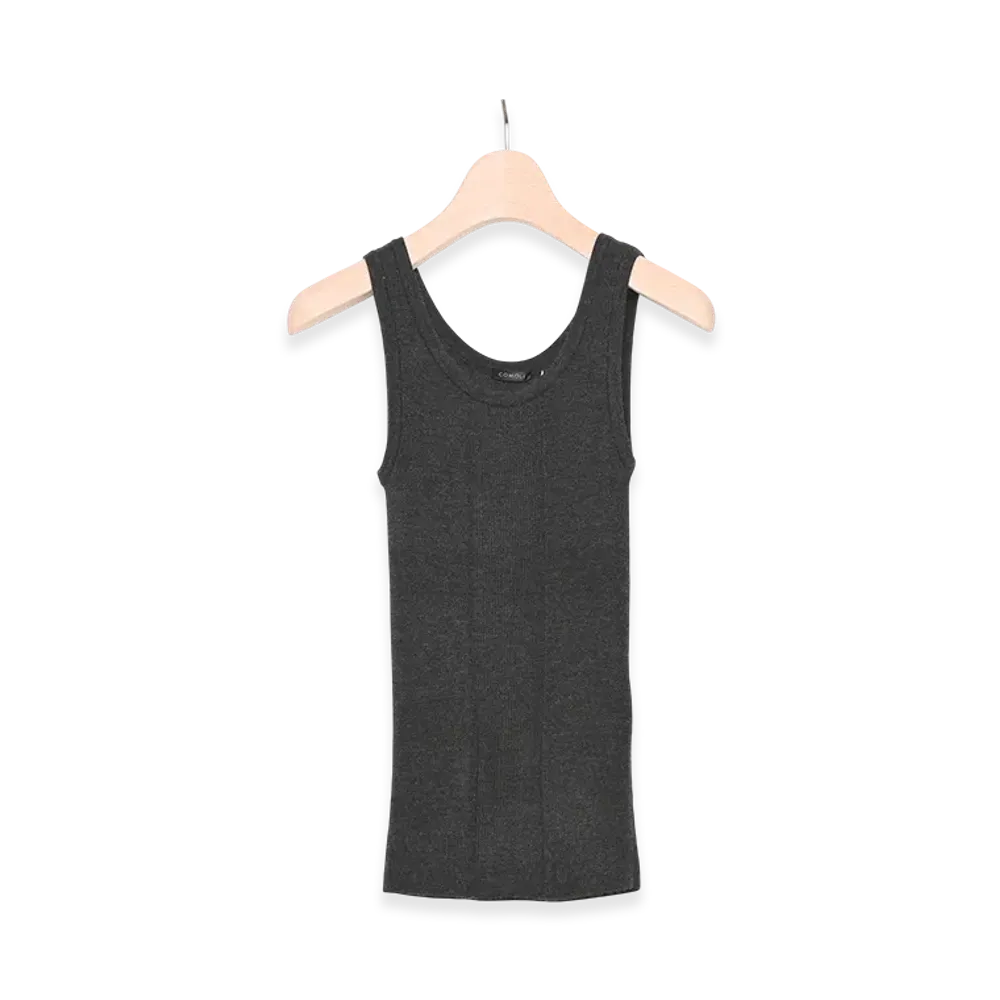 COMOLI Cashmere Silk Tank Top "Charcoal"