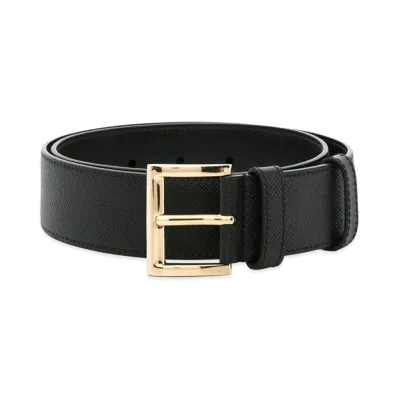 PRADA Women's Saffiano Logo Belt "Black"