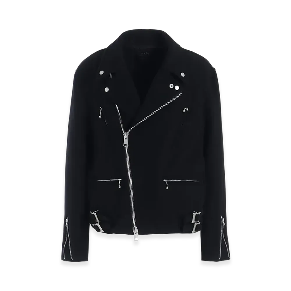 S'YTE Double-Weave Melton Oversized Motorcycle Jacket "Black"