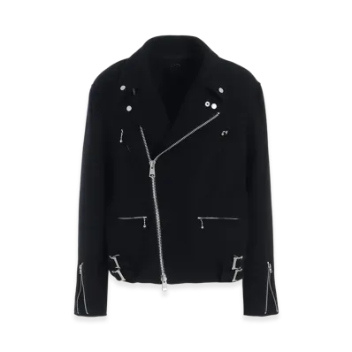 S'YTE Double-Weave Melton Oversized Motorcycle Jacket "Black"