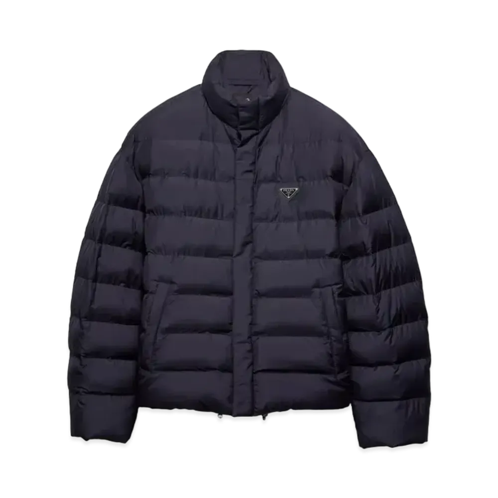 PRADA Men's Cropped Technical Fabric Down Jacket "Navy"