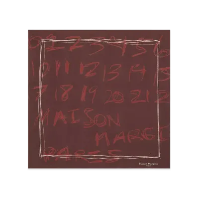 Maison Margiela Women's Square Silk Scarf "Dark Red/Brown"